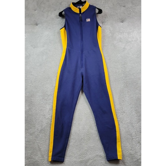 Vintage Obermeyer UltraGear Polartec One-Piece Ski Suit Adult Medium Blue Yellow - Picture 1 of 15